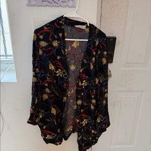 Venezia Black Cardigan with Red and Blue Accents